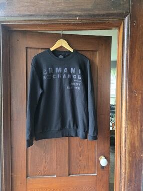 Armani Exchange Black Crewneck with Tonal Logo